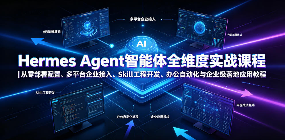 Hermes Agent智能体全维度实战课程｜从零部署配置、多平台企业接入、Skill工程开发、办公自动化与企业级落地应用教程-三禾网络