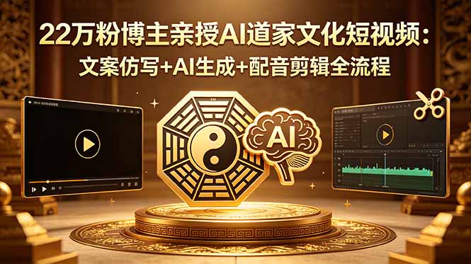 22万粉博主亲授AI道家文化短视频：文案仿写+AI生成+配音剪辑全流程-三禾网络