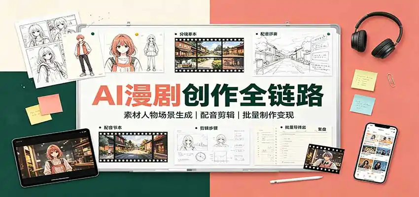 AI漫剧创作全链路：素材人物场景生成，配音剪辑，批量制作变现-三禾网络