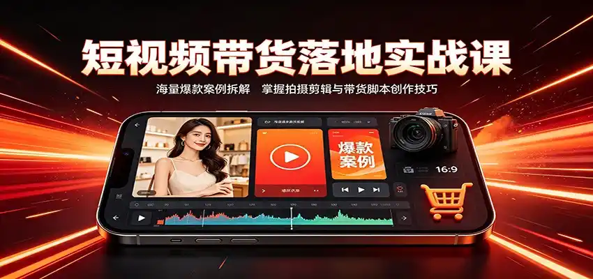 短视频带货落地实战课：海量爆款案例拆解，掌握拍摄剪辑与带货脚本创作技巧-三禾网络