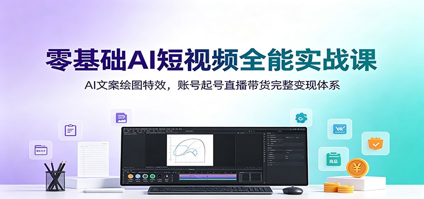 零基础AI短视频全能实战课：AI文案绘图特效，账号起号直播带货完整变现体系-三禾网络