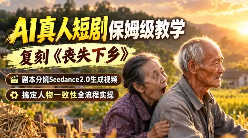 AI真人短剧保姆级教学，复刻《丧失下乡》，剧本分镜Seedance2.0生成视频，搞定人物一致性全流程实操-三禾网络