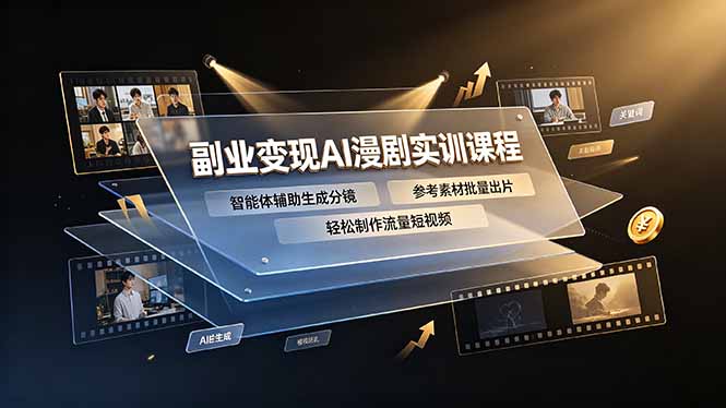 副业变现AI漫剧实训课程，智能体辅助生成分镜，参考素材批量出片，轻松制作流量短视频-三禾网络