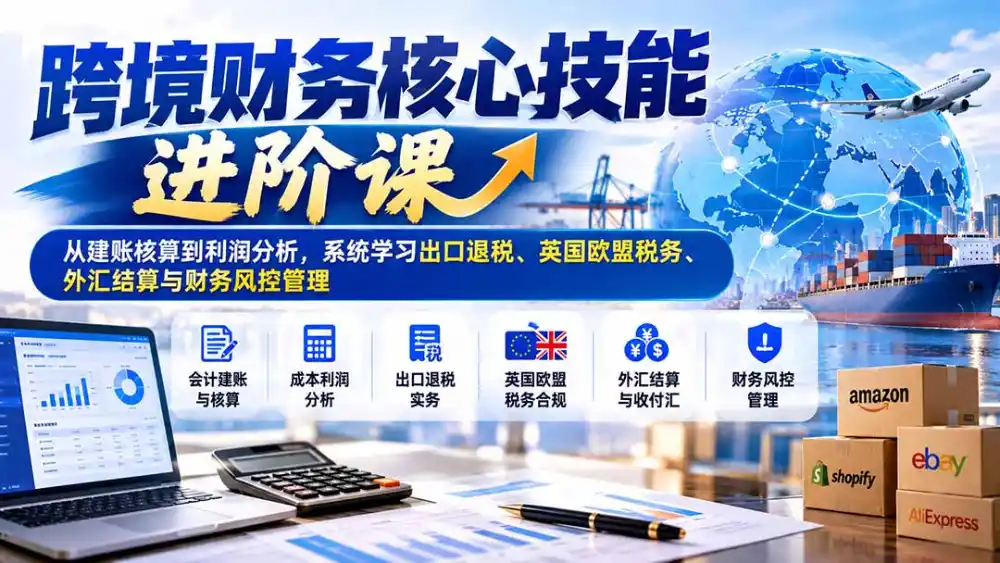 跨境财务核心技能进阶课：从建账核算到利润分析，系统学习出口退税、英国欧盟税务、外汇结算与财务风控管理-三禾网络