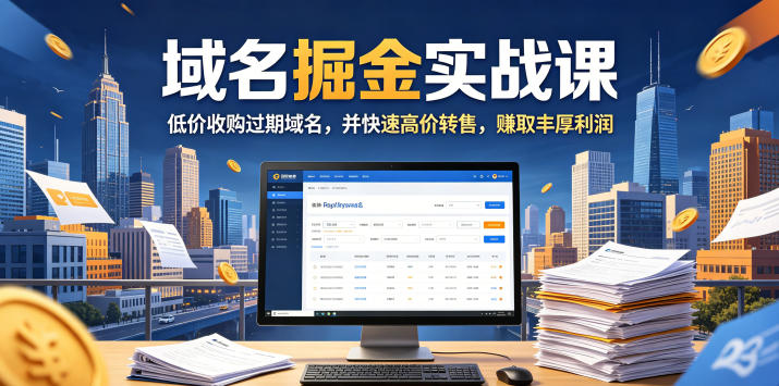 域名交易掘金实战课，低价收购过期域名，并快速高价转售，賺取丰厚利润【原创双语字幕】-三禾网络