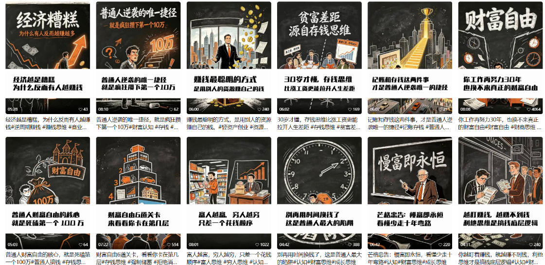 【AI书单】财富书籍图文解读玩法，一键直出，几十条视频，跑出1000单，全流程拆解，新手也可以上手-三禾网络