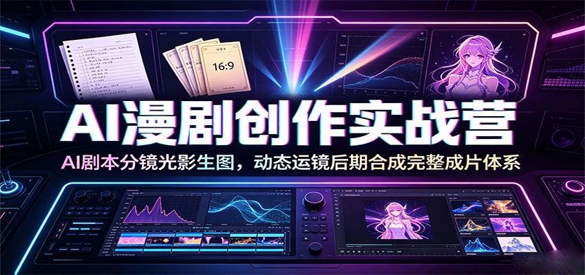 AI漫剧创作实战营：AI剧本分镜光影生图，动态运镜后期合成完整成片体系-三禾网络