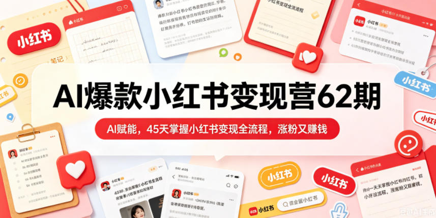 AI爆款小红书变现营62期2026年5月，AI赋能，45天掌握小红书变现全流程，涨粉又賺钱-三禾网络