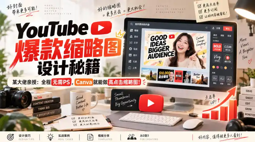 YouTube爆款缩略图设计秘籍,某油管大佬(610万订阅者)亲授,全程无需PS,Canva就能做高点击缩略图!【原创双语字幕】 YouTube爆款缩略图设计秘籍,某油管大佬(610万订阅者)亲授,全程无需PS,Canva就能做高点击缩略图!【原创双语字幕】
