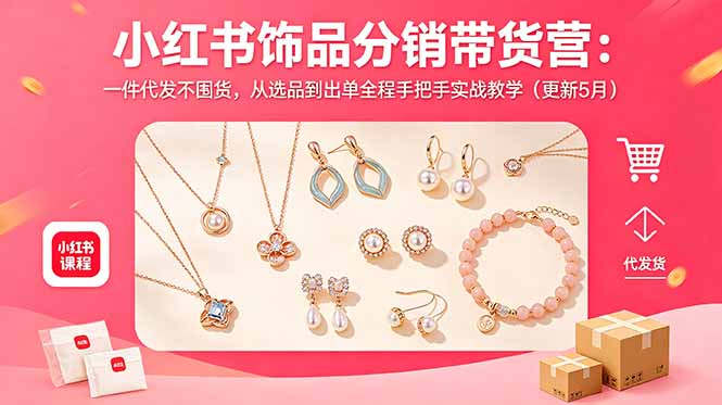小红书饰品分销带货营：一件代发不囤货，从选品到出单全程手把手实战教学(更新5月-三禾网络