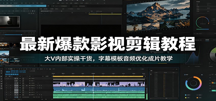 最新爆款影视剪辑教程：大V内部实操干货，字幕模板音频优化成片教学-三禾网络