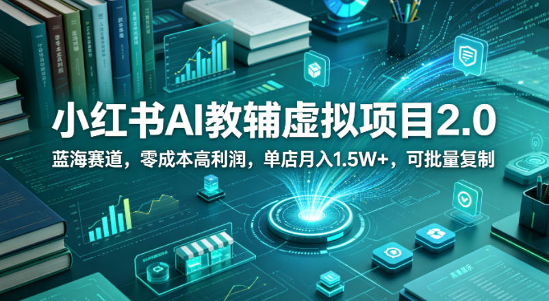 小红书AI教辅虚拟项目2.0，蓝海赛道，零成本高利润，单店月入1.5W+，可批量复制-三禾网络