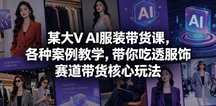 某大V AI服装带货课，各种案例教学，带你吃透服饰赛道带货核心玩法-三禾网络