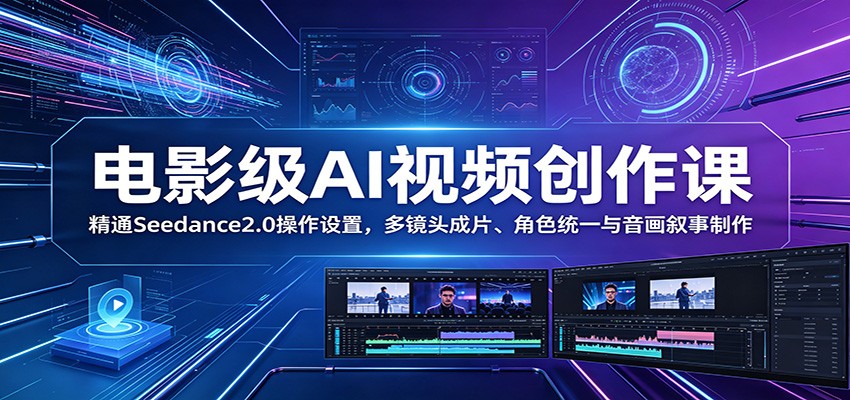 电影级AI视频创作课：精通Seedance2.0操作设置，多镜头成片、角色统一与音画叙事制作-三禾网络