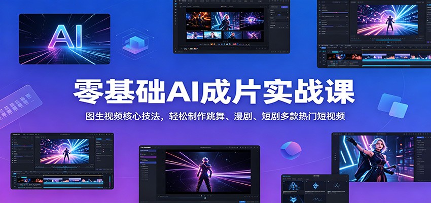 零基础AI成片实战课：图生视频核心技法，轻松制作跳舞、漫剧、短剧多款热门短视频-三禾网络