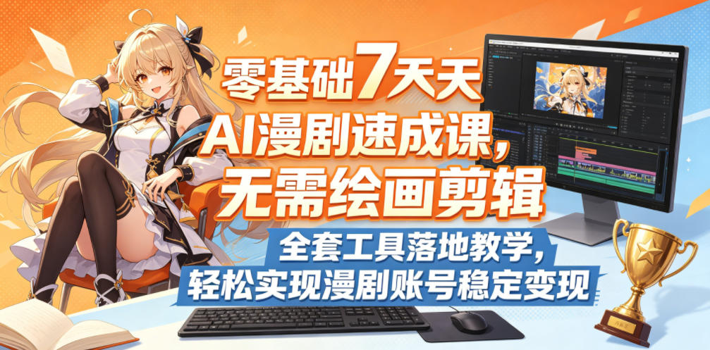 零基础7天AI漫剧速成课，无需绘画剪辑，全套工具落地教学，轻松实现漫剧账号稳定变现-三禾网络