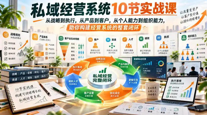 私域经营系统10节实战课，从战略到执行，从产品到客户，从个人能力到组织能力，助你构建经营系统的整套闭环-三禾网络