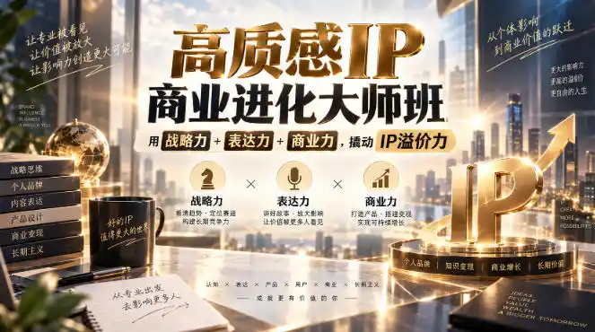 高质感IP商业进化大师班，用战略力+表达力+商业力，撬动IP溢价力-三禾网络