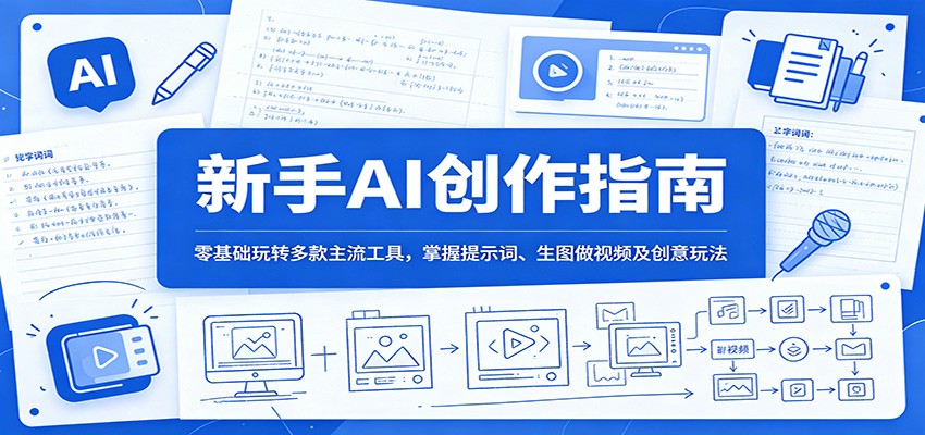 新手AI创作指南：零基础玩转多款主流工具，掌握提示词、生图做视频及创意玩法-三禾网络