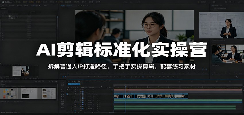 AI剪辑标准化实操营：拆解普通人IP打造路径，手把手实操剪辑，配套练习素材-三禾网络