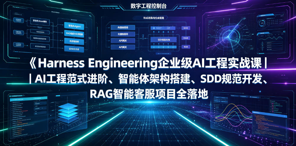 Harness Engineering企业级AI工程实战课｜AI工程范式进阶、智能体架构搭建、SDD规范开发、RAG智能客服项目全落地-三禾网络