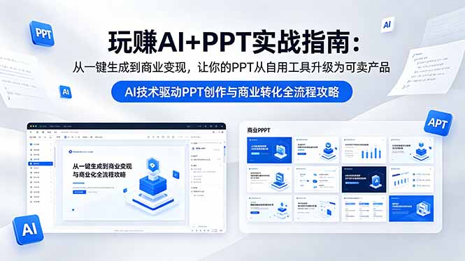 玩赚AI+PPT实战指南-更新5月13：从一键生成到商业变现，让你的PPT从自用工具升级为可卖产品-三禾网络