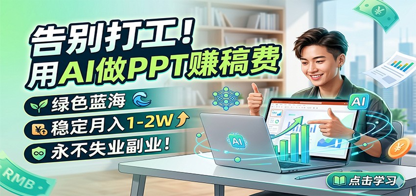 告别打工！用AI做PPT赚稿费，绿色蓝海，稳定月入1-2W，永不失业副业！-三禾网络