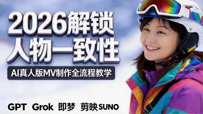 2026独创解锁人物一致性：AI真人版MV制作，不讲空话，不拼概念，全流程实操-三禾网络