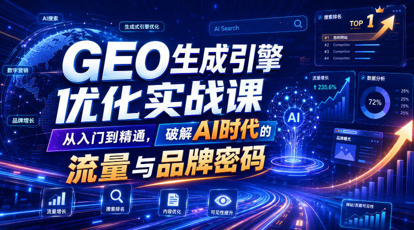 GEO生成引擎优化实战课，从入门到精通，破解AI时代的流量与品牌密码-三禾网络