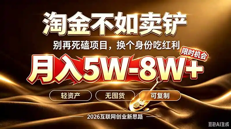 别再傻乎乎埋头跑项目！互联网真正赚钱逻辑：做卖铲人，拒绝当韭菜，逆风翻盘月入5-8W+-三禾网络