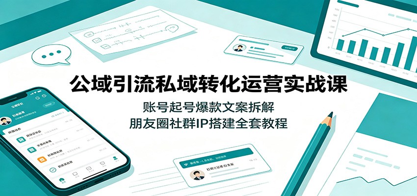 公域引流私域转化运营实战课：账号起号爆款文案拆解，朋友圈社群IP搭建全套教程-三禾网络