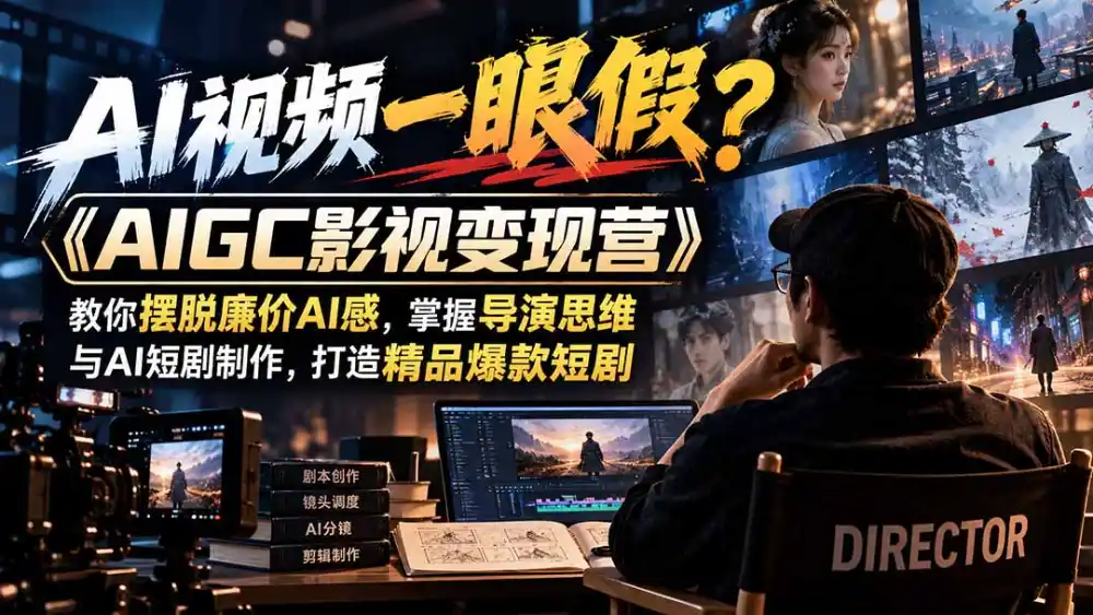 【无水印】AI视频一眼假？《AIGC影视变现营》教你摆脱廉价AI感，掌握导演思维与AI短剧制作，打造精品爆款短剧-三禾网络