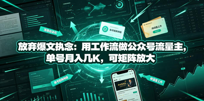 放弃爆文执念:用工作流做公众号流量主,单号月入几K,可矩阵放大-三禾网络