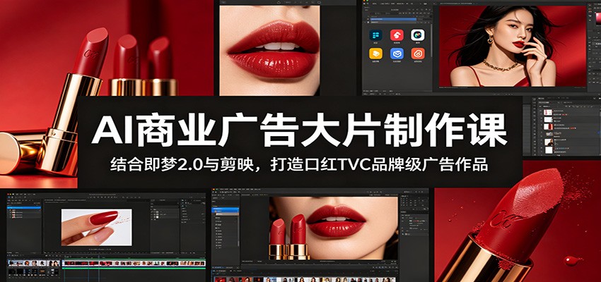 AI商业广告大片制作课:结合即梦2.0与剪映,打造口红TVC品牌级广告作品-三禾网络