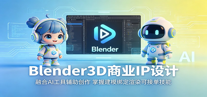 Blender3D商业IP设计：融合AI工具辅助创作，掌握建模绑定渲染可接单技能-三禾网络
