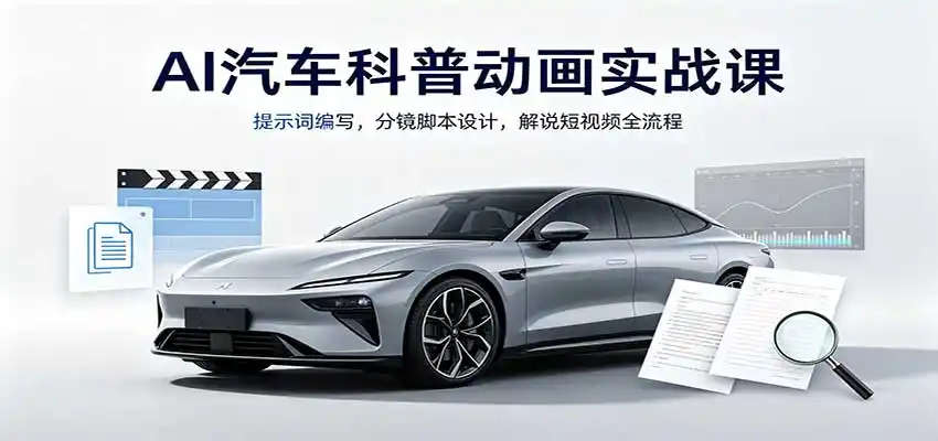 AI汽车科普动画实战课：提示词编写，分镜脚本设计，解说短视频全流程-三禾网络