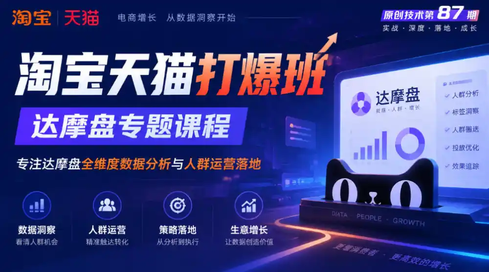 《淘宝天猫打爆班》原创技术第87期,达摩盘专题课程,专注达摩盘全维度数据分析与人群运营落地-三禾网络