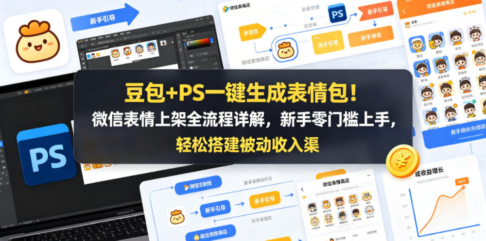 豆包+PS一键生成表情包！微信表情上架全流程详解，新手零门槛上手，轻松搭建被动收入渠道-三禾网络