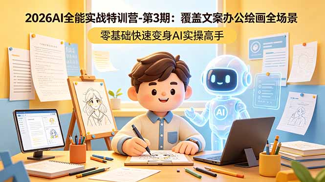 2026AI全能实战特训营-第3期：覆盖文案办公绘画全场景 零基础快速变身AI实操高手-三禾网络