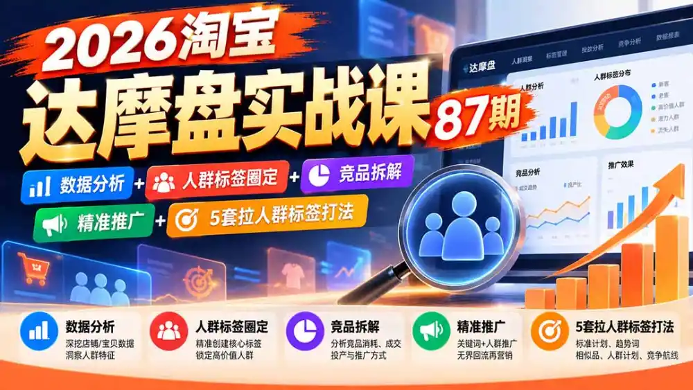 2026淘宝达摩盘实战课87期:数据分析+人群标签圈定+竞品拆解+精准推广+5套拉人群标签打法-三禾网络