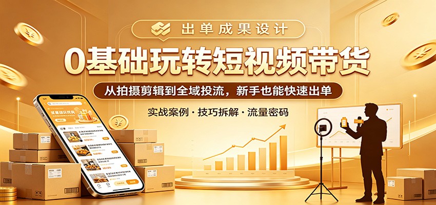 0基础玩转短视频带货：从拍摄剪辑到全域投流，新手也能快速出单-三禾网络