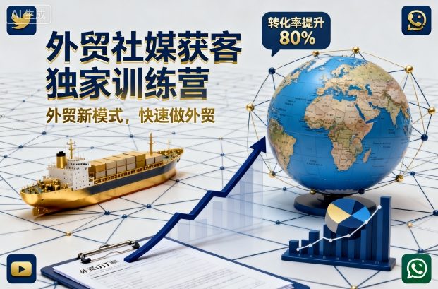 外贸社媒获客独家训练营，外贸新模式，快速做外贸(更新26年4月)-三禾网络