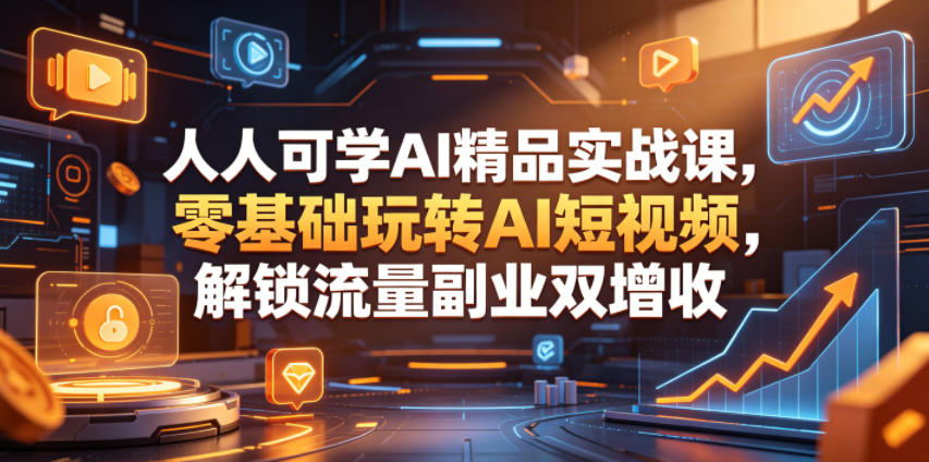 人人可学AI精品实战课，零基础玩转AI短视频，解锁流量副业双增收-三禾网络