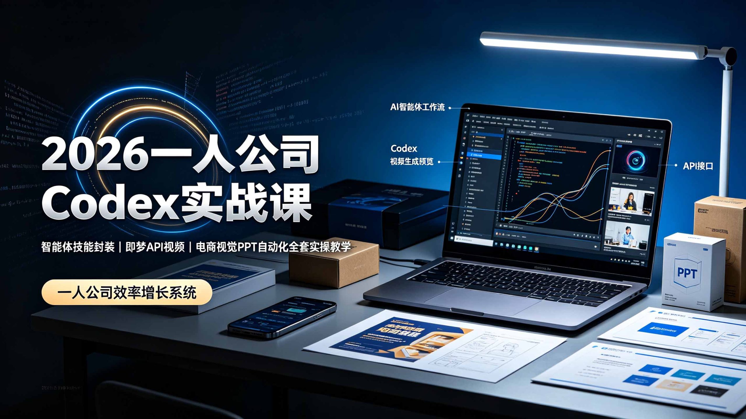 2026一人公司Codex实战课◆智能体技能封装|即梦API视频|电商视觉PPT自动化全套实操教学-三禾网络