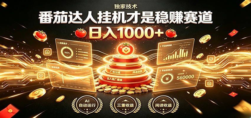别再瞎找副业！番茄达人挂机才是稳赚赛道 日入1000+-三禾网络
