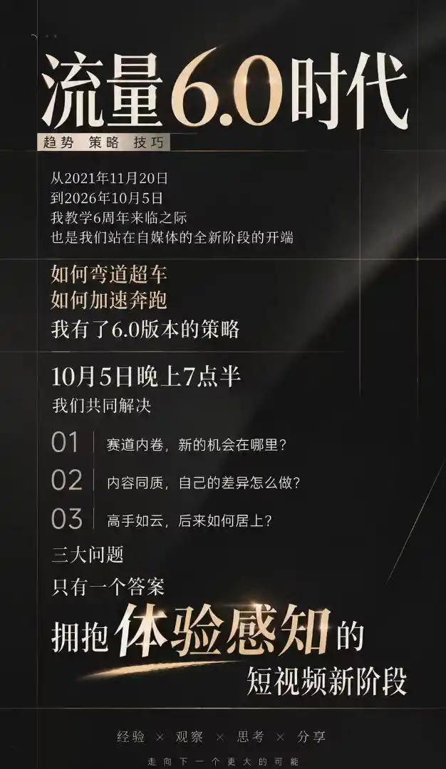 流量6.0时代直播课2026年10月，流量6.0时代的趋势、策略、技巧，2027年前，你的IP能否做起来，本场直播就是你的转折点-三禾网络