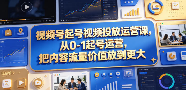 视频号起号视频投放运营课，从0-1起号运营，把内容流量价值放到更大-三禾网络