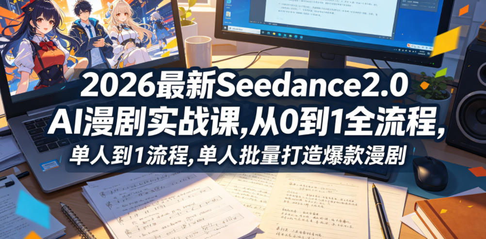 2026最新Seedance2.0 AI漫剧实战课,，从0到1全流程，单人批量打造爆款漫剧-三禾网络