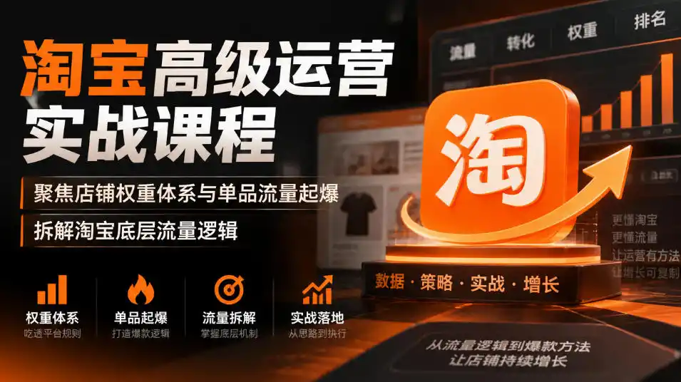 淘宝高级运营实战课程，聚焦店铺权重体系与单品流量起爆，拆解淘宝底层流量逻辑-三禾网络