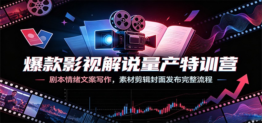 爆款影视解说量产特训营：剧本情绪文案写作，素材剪辑封面发布完整流程-三禾网络